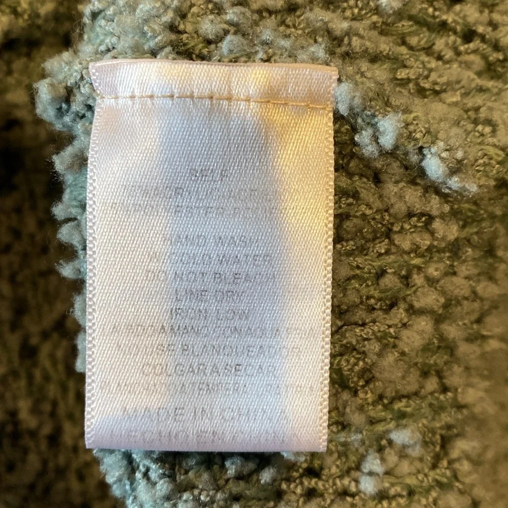 Shop Stevie Oversized Chunky Knit Striped Sweater. Size L. Sage Green and Brown. - Picture 14 of 15